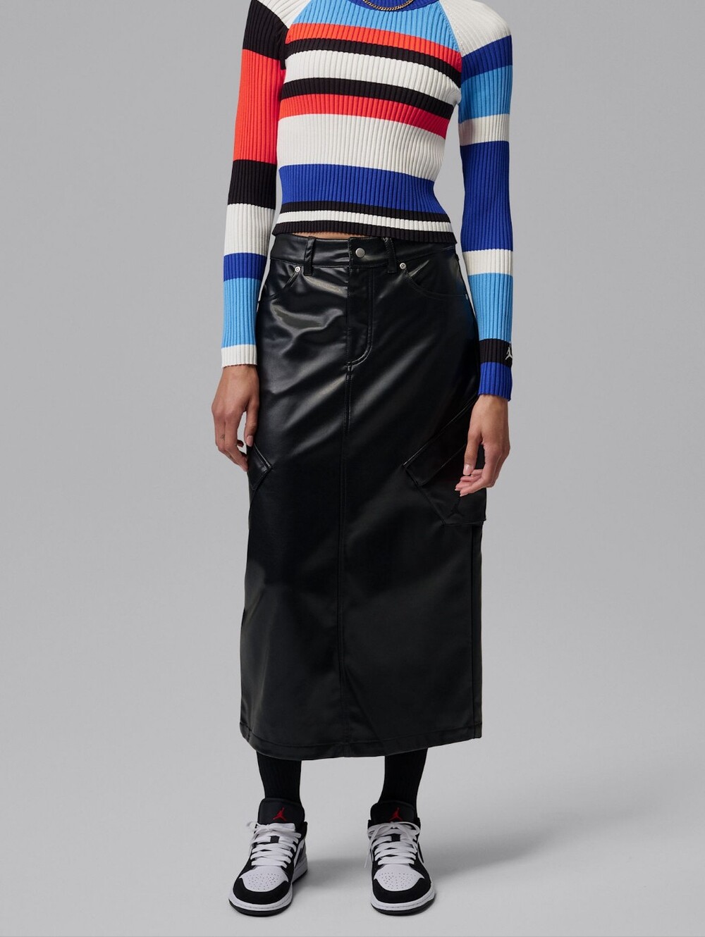 Jordan Black Faux Leather Maxi Skirt